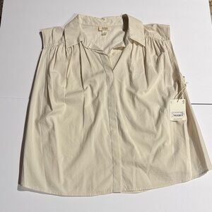 New a.n.a Cream Sleeveless Button-Front Shirt